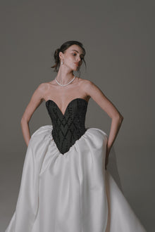 Basque Waist Gown with Beaded Bodice