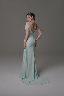 Short Sleeve Dress with Beaded Bodice