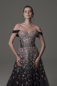 Off-the-shoulder Gown with Beading