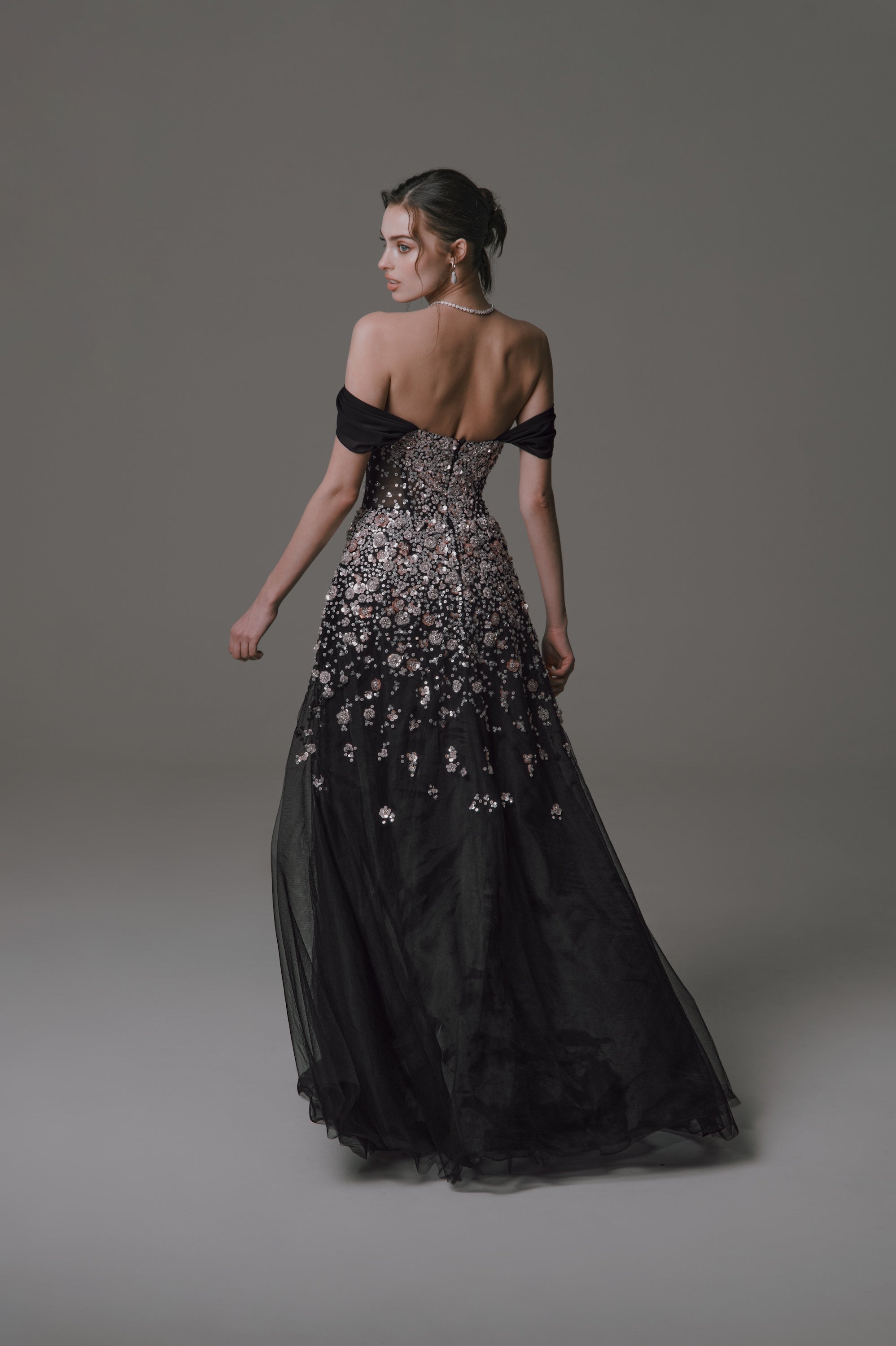 Off-the-shoulder Gown with Beading
