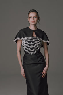 Strapless Column Dress with Beaded Fringe Detail