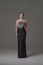 Strapless Column Dress with Beaded Fringe Detail