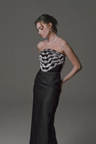 Strapless Column Dress with Beaded Fringe Detail