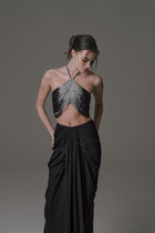 Halter Neck Crop Top With Beading