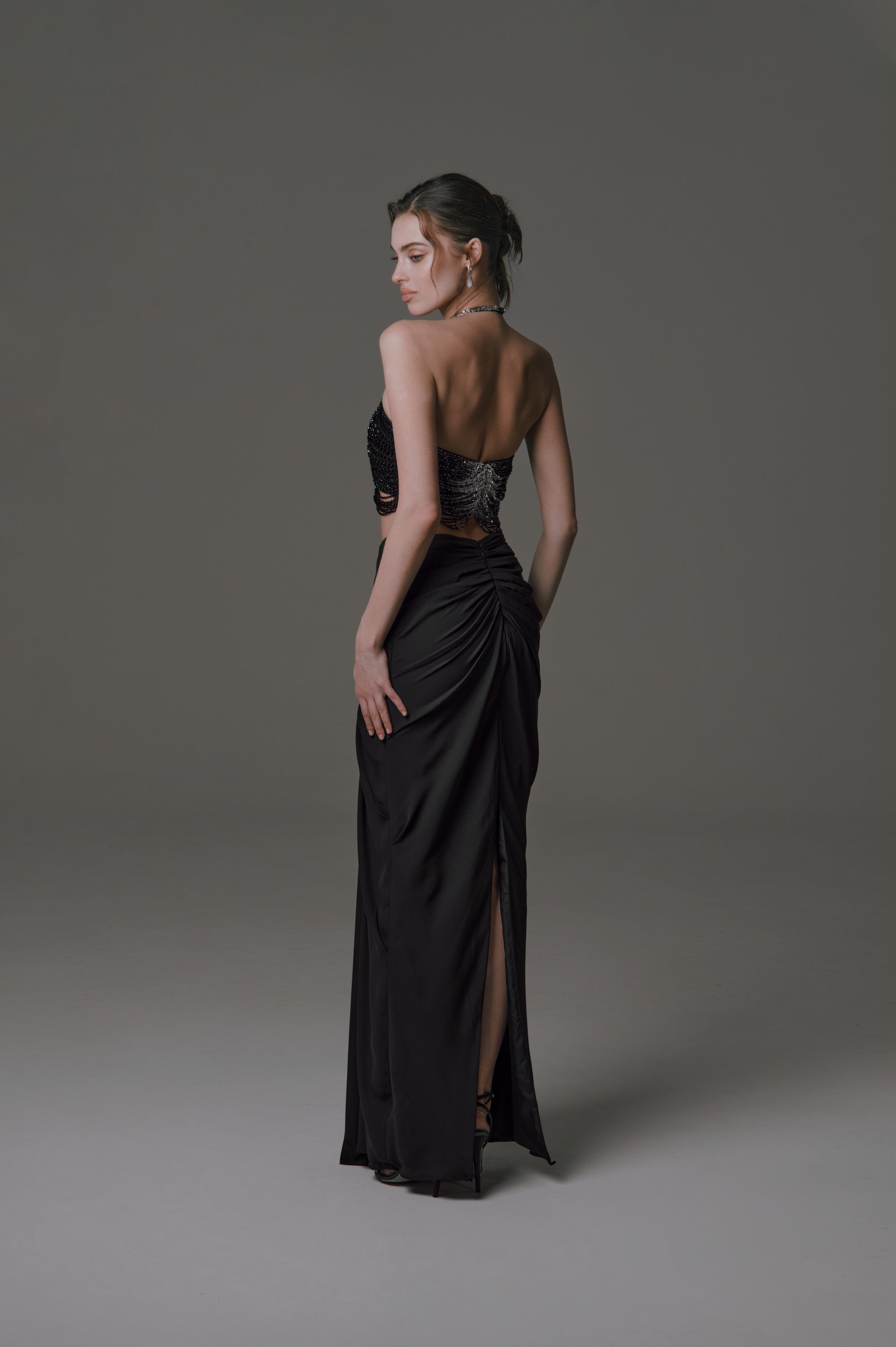 Halter Neck Crop Top With Beading