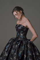 High-Low Mikado Dress with Bow Detail and Structured Pleats