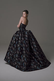 High-Low Mikado Dress with Bow Detail and Structured Pleats