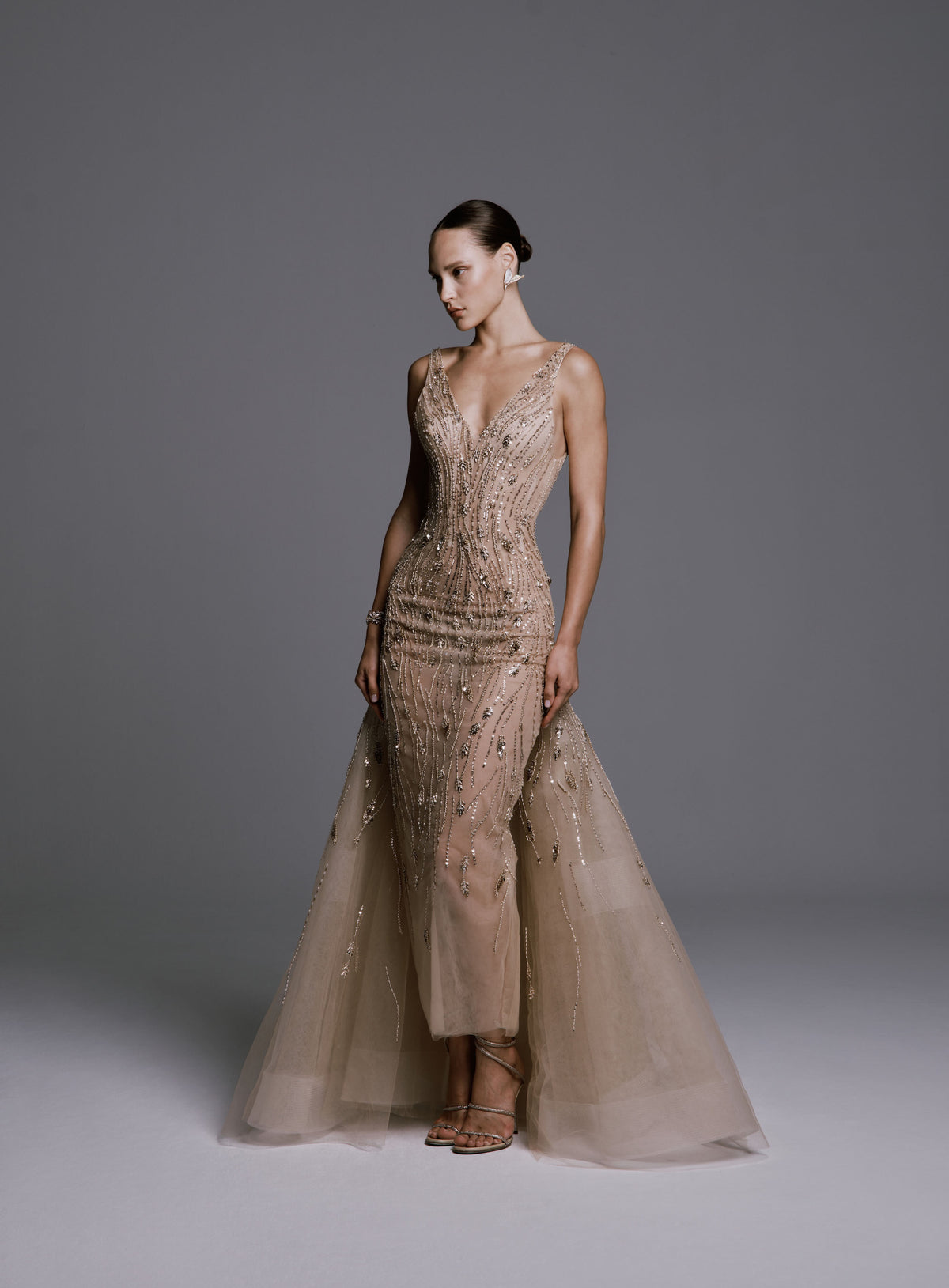 V-Neck Dress with Beading