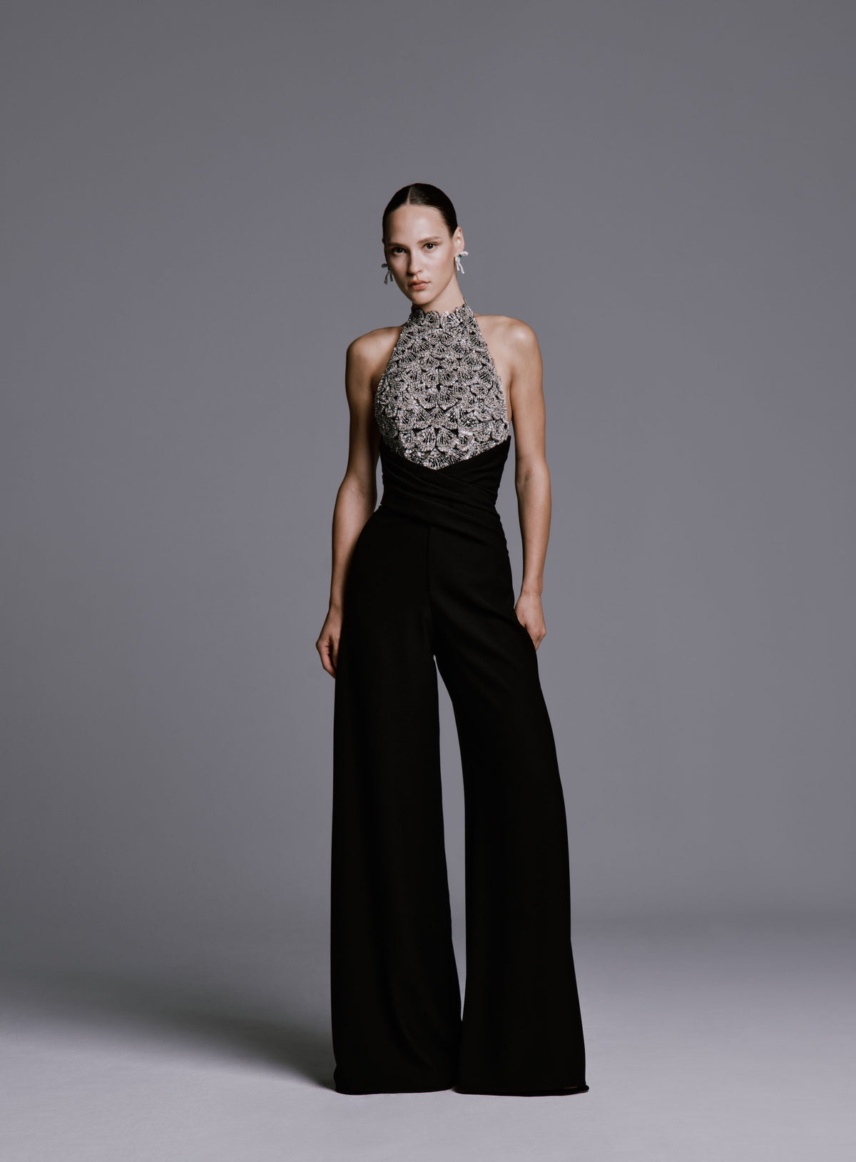 Halterneck Jumpsuit with Beading