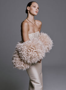 Strapless Mikado Column Dress with Exposed Corset Detail