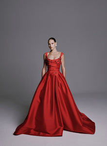 Sleeveless Mikado Gown with Beaded Flowers