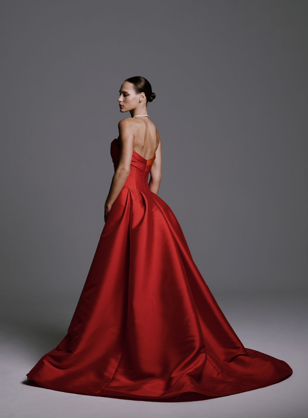 Strapless Mikado Gown with Sculptural Overskirt