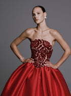 Strapless Mikado Ballgown with Sequin Flower Bodice