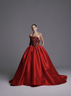 Strapless Mikado Ballgown with Sequin Flower Bodice