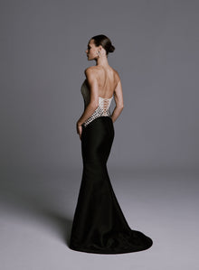 Strapless Mikado Dress with Gradient Beading