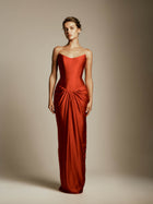 Strapless Column Dress with Corset Detail