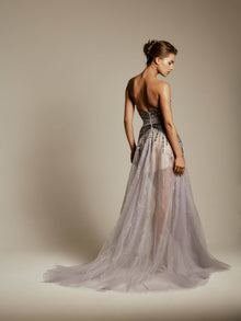 Strapless Dress with Geometric Beading