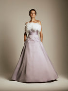 Strapless Mikado Dress with Feather Detail