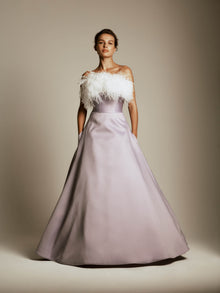 Strapless Mikado Dress with Feather Detail