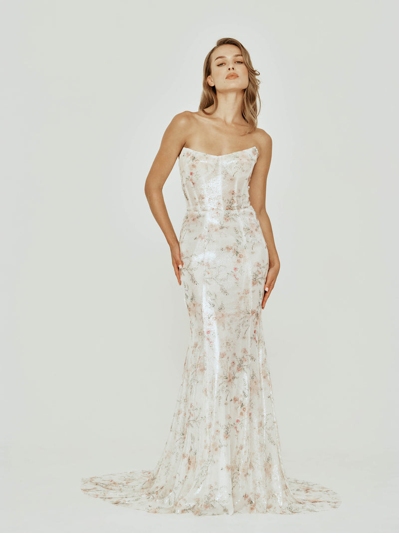 Printed Sequin Mermaid Dress