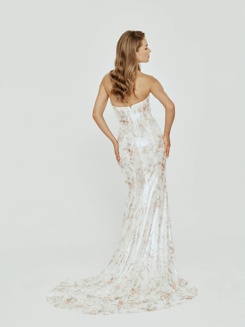 Printed Sequin Mermaid Dress