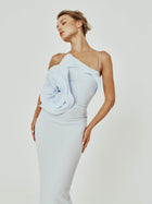 Stretch Crepe Dress with Abstract Flower Detail