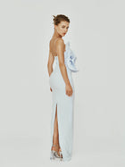 Stretch Crepe Dress with Abstract Flower Detail