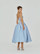 Drop Waist Midi Dress with Mikado Flower Appliques