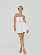 Mini Dress with Cutouts and Flower Detail