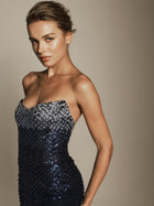 Strapless Column Dress with Gradient Beading