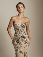 Strapless Dress with Metallic Flower Detail