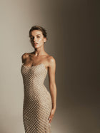 Strapless Dress with Pearl Beading