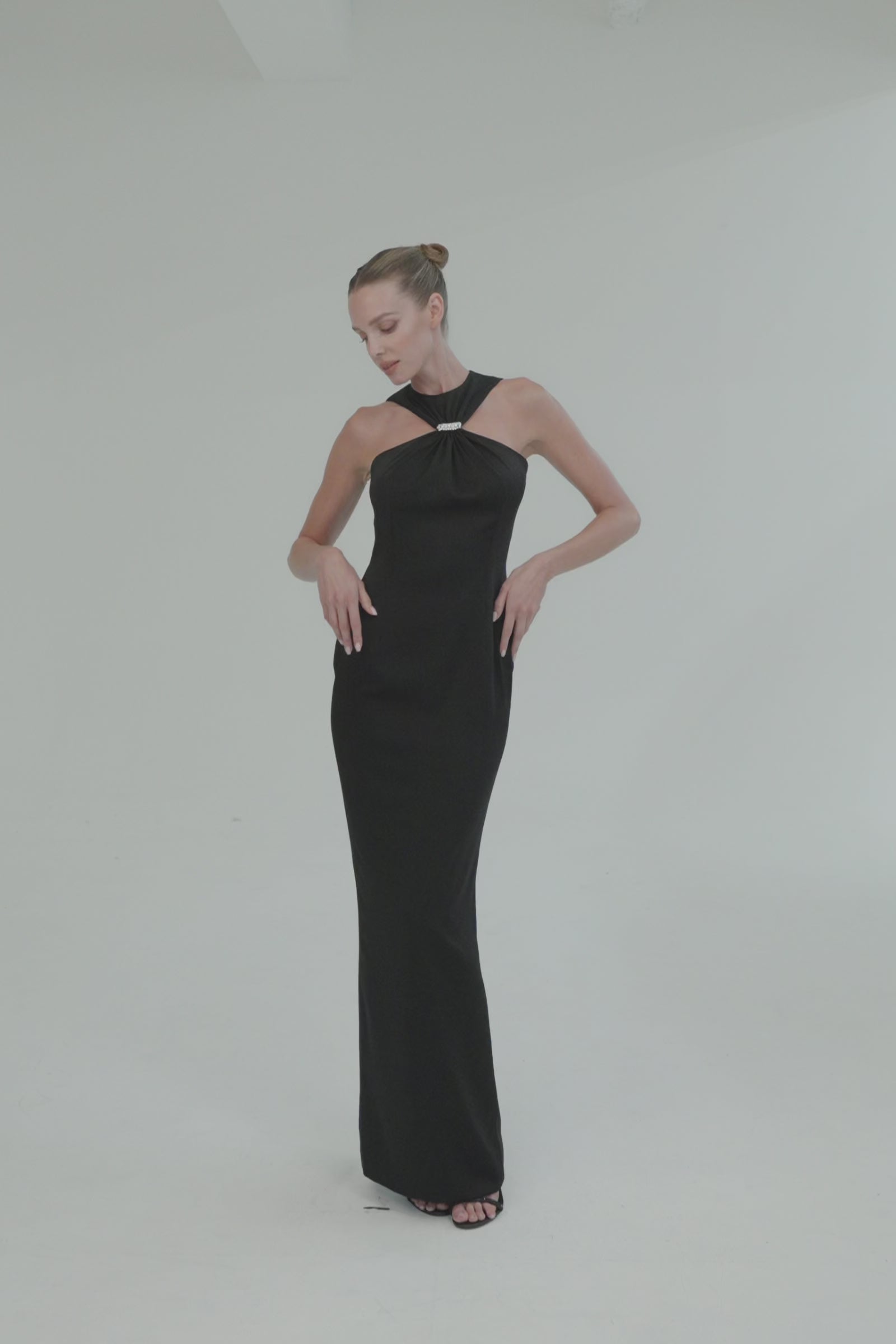 halter neck black dress long Halter Neck Silk Dress, Open Back Dress, Bridesmaid Dress, Summer Dress, Engagement Dress, Prom Maxi Dress, Gift for Women, Maxi Dress